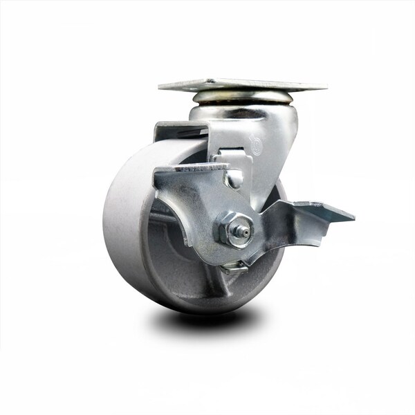 4 Inch Semi Steel Cast Iron Swivel Caster with Ball Bearing and Brake SCC